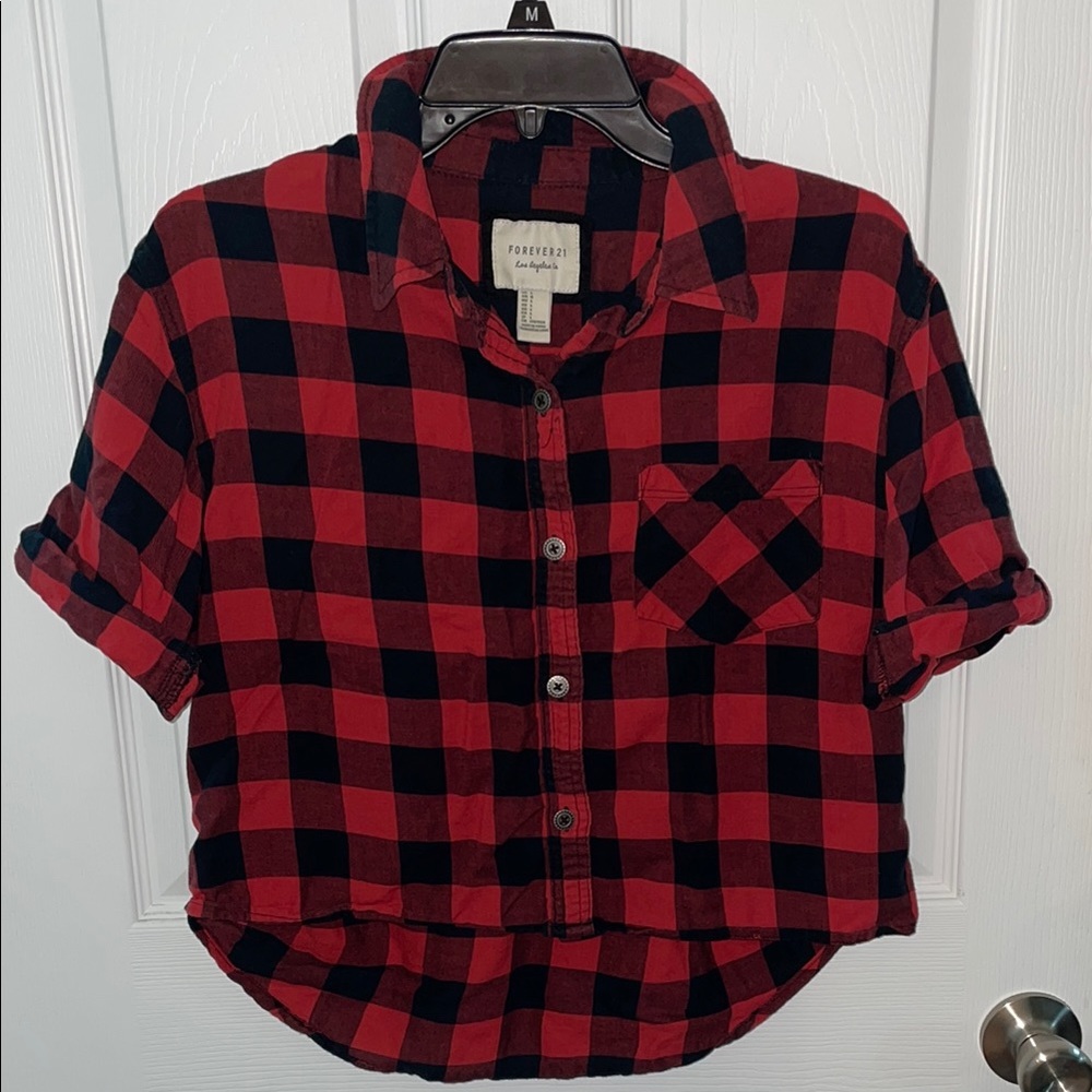 Forever 21 Red and Black Checkered Top
